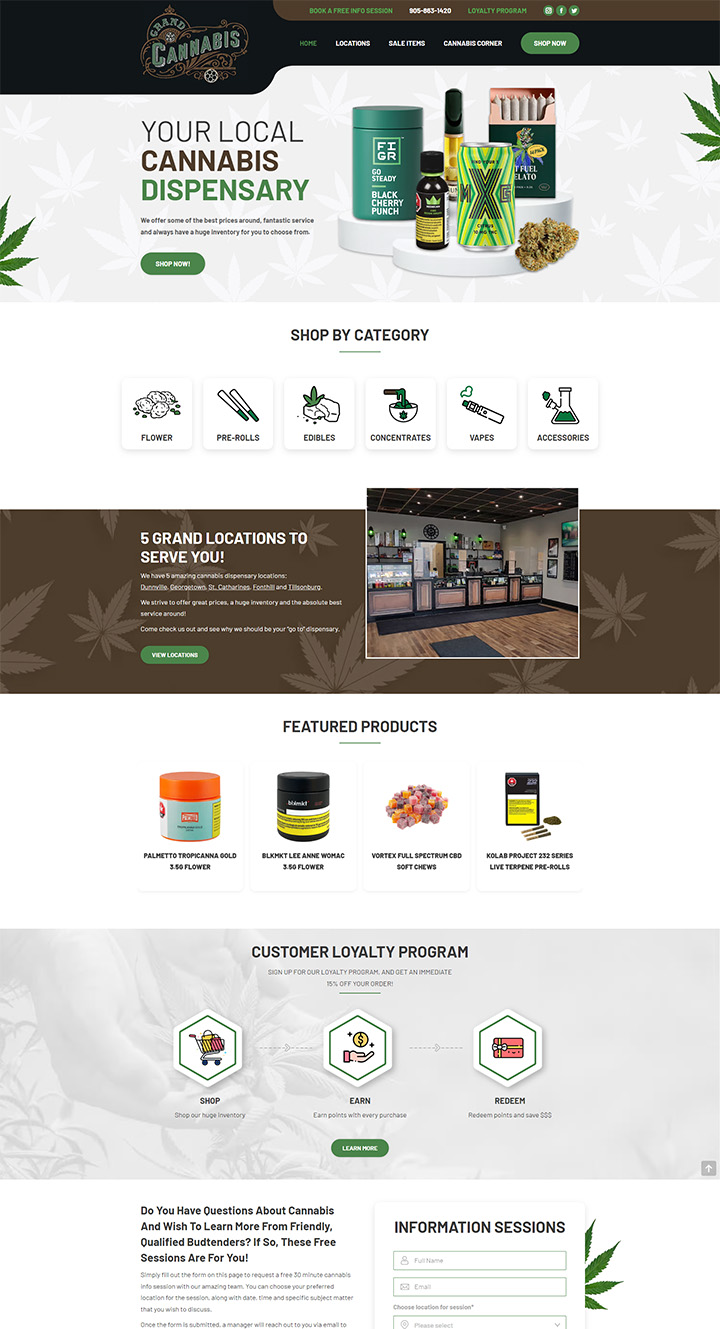 website design portfolio grand cannabis